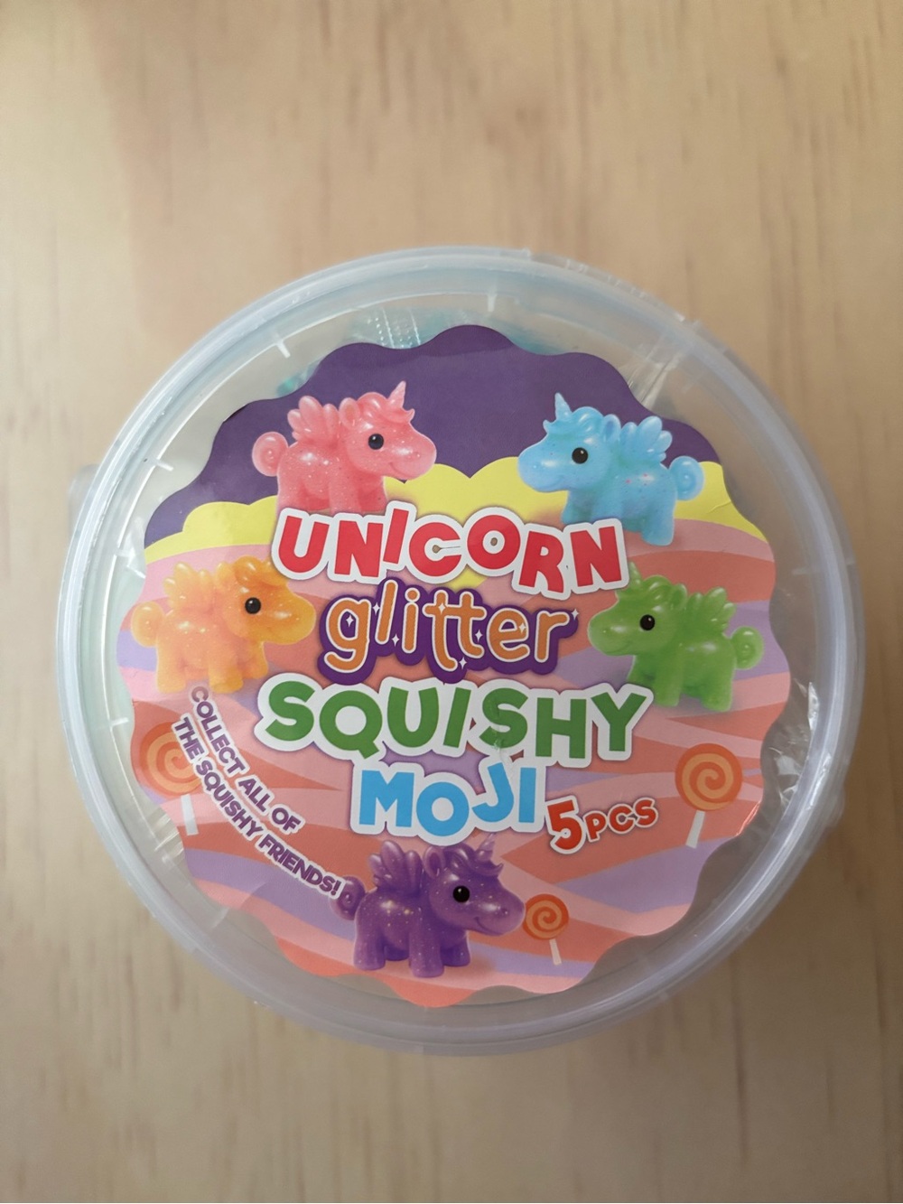Unicorn Glitter Squishy Moji 5pcs - Assorted Colors